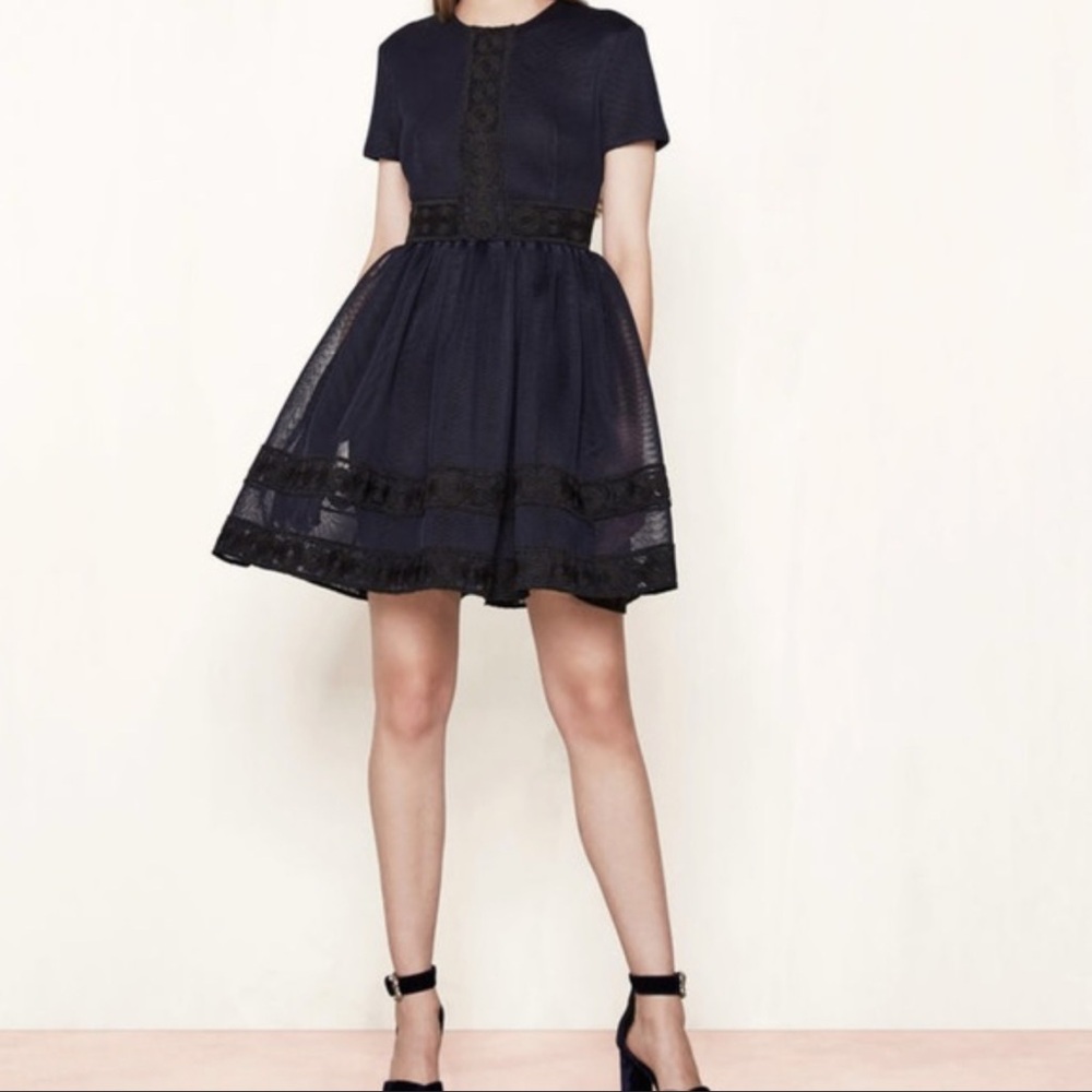 Maje Basket Weave Robe Maille Mesh Dress
